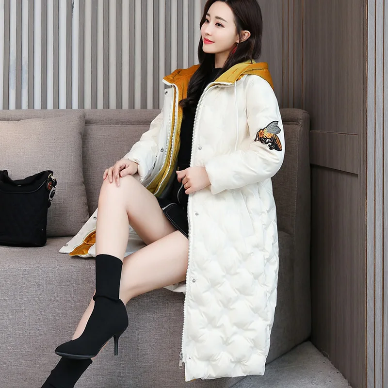 

Warm Straight-Cut Fold-down Collar Elegant Versatile Korean-style Mid-length 2018 Cotton-padded Clothes/Cotton Coat