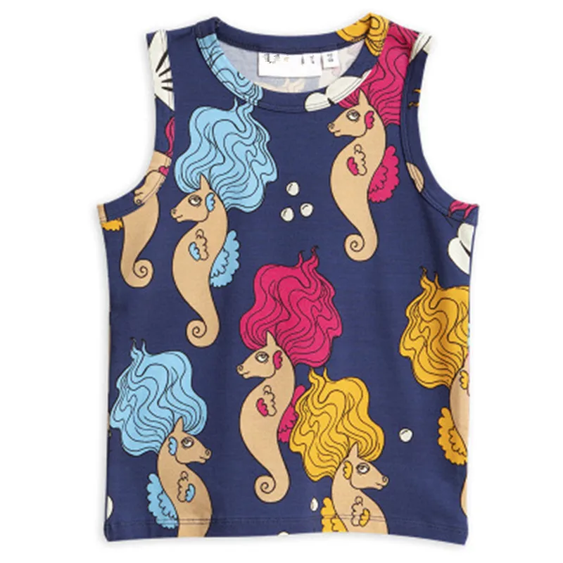 IN STOCK Spring and Summer New Mr with The Series Full of Printed Hippocampus Full Printed Shirt T-shirt