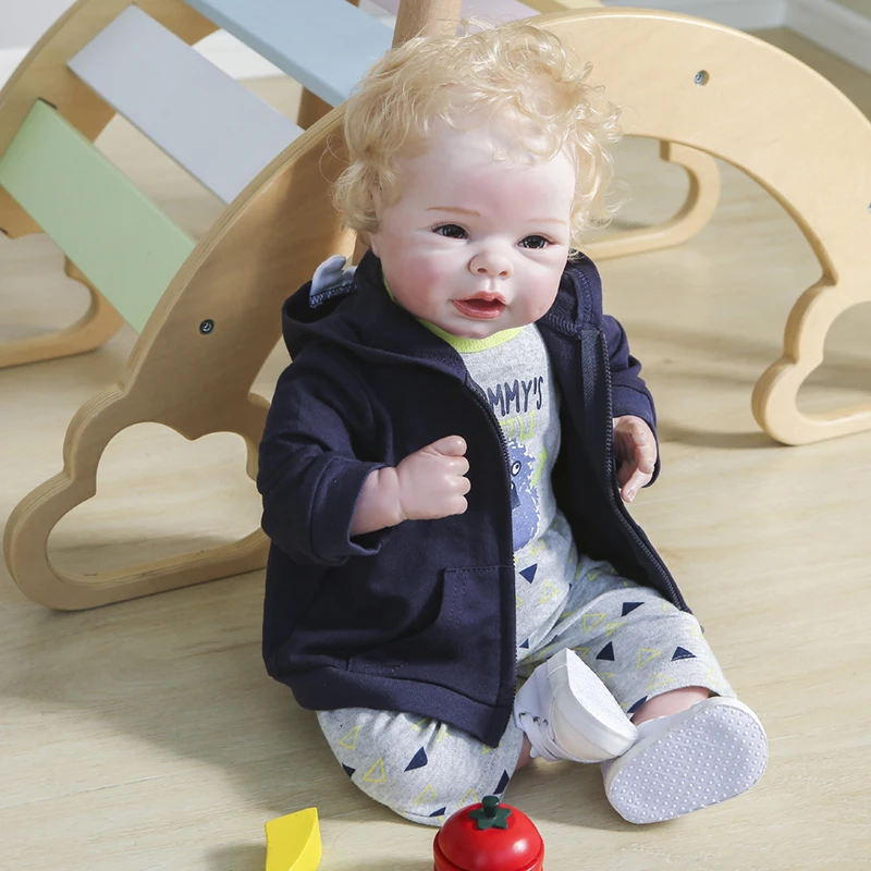 Npk 55cm Soft Body Bebe Doll Reborn Baby Boy Doll Newborn Size Blond Rooted Hair Detailed 100 Handmade Collectible Art Doll Dolls Aliexpress