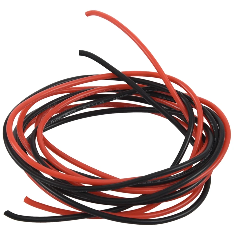 

Promotion! 2x 1M Long Red+Black Silicone Cable Wire, 10AWG