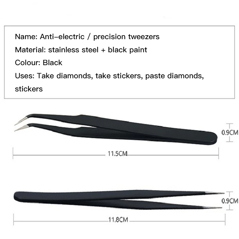 Precision Tweezers 2pcs Anti-static Stainless Steel ESD Tweezer Electronics Repair Tools