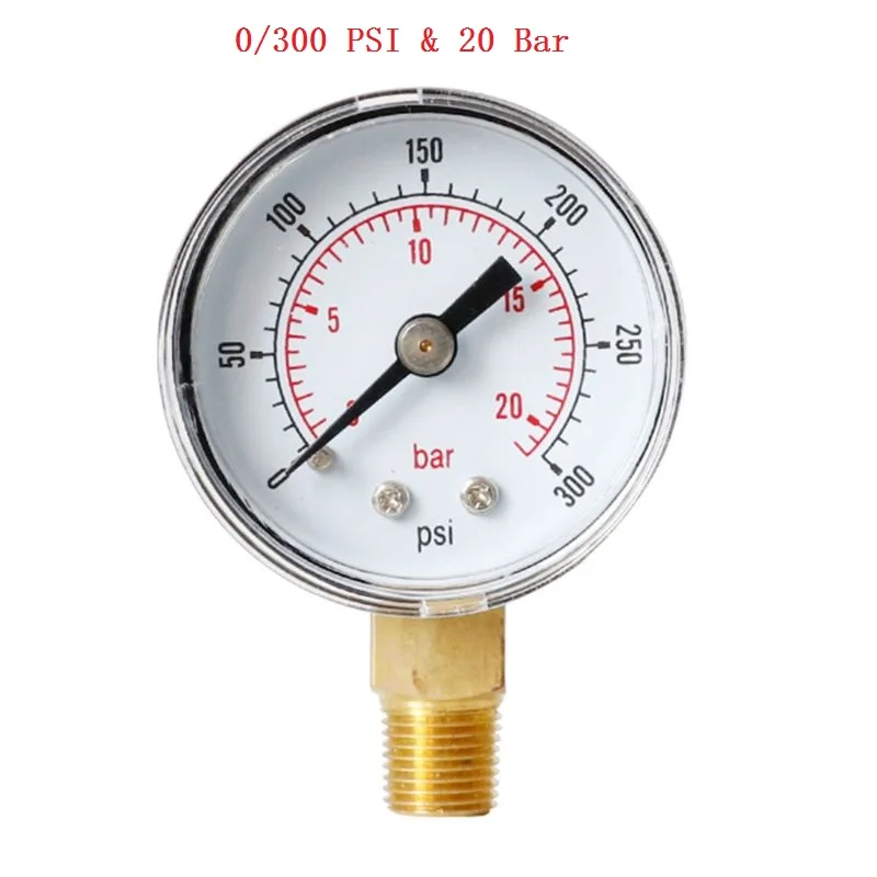 Синий Манометр 40 мм Циферблат 1/" BSPT вертикальный 15,30, 60,100, 160 200300 PSI& Bar 95AA - Цвет: Синий