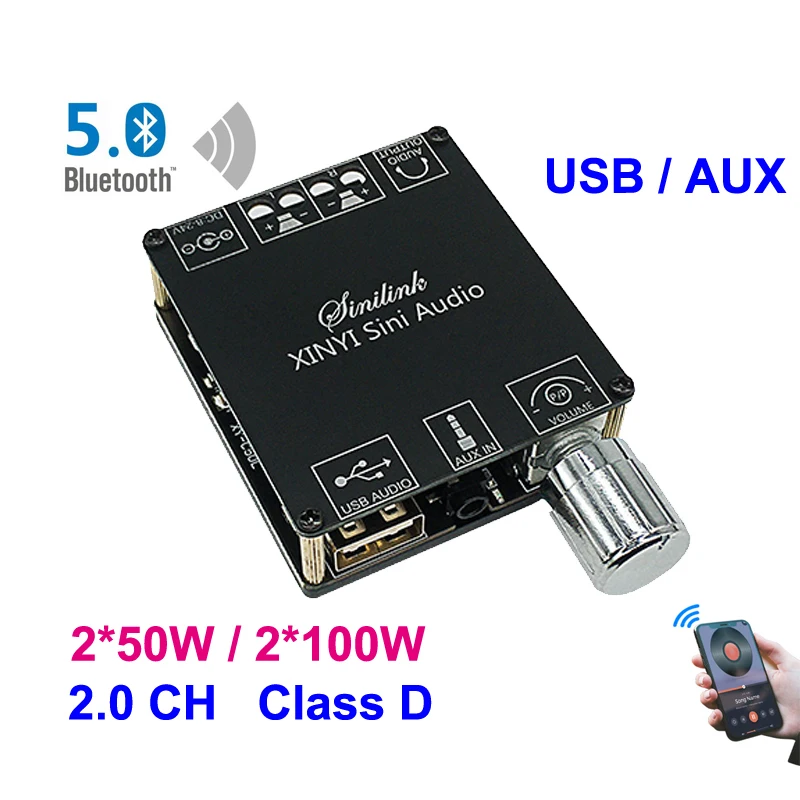 Bluetooth 5.0 2*50w 2*100w aux tpa3116 placa amplificador de potência digital alto-falante 2.0 ch estéreo casa módulo música sem fio áudio amp