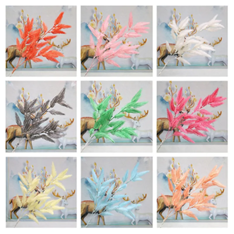 10Pcs Fake Feather Maple (3 stems/piece) 29.92" Length Simulation Plastic Flowers for Wedding Home Decorative Artificial Flower | Дом и