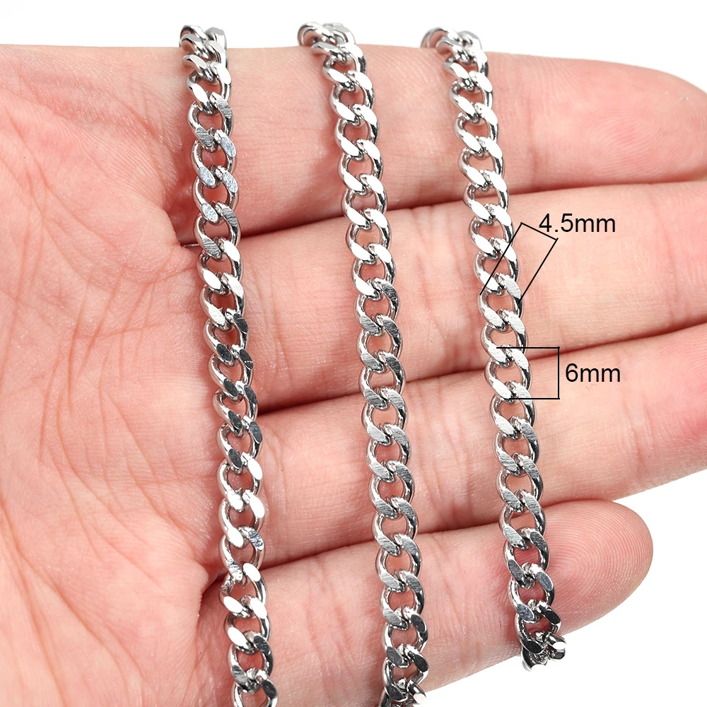 steel color Semitree, 1 метр, 304, нержавеющая сталь, плоская цепь, звено, объемные цепи, сделай сам, панк, ожерелье, браслет в стиле хип-хоп, изготовление ювелирных изделий, аксессуары - Цвет: steel color