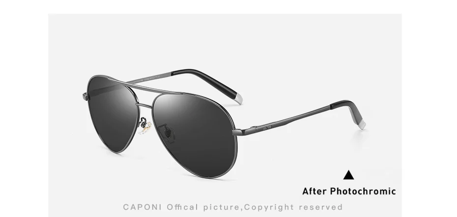 CAPONI Pilot Солнцезащитные очки Мужские поляризационные фотохромные Винтажные Солнцезащитные очки Классическая оправа из сплава очки для вождения для женщин UV400 CP3103