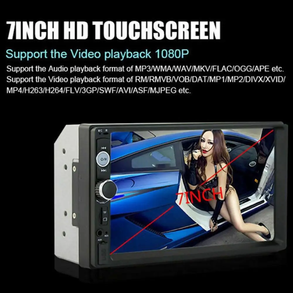 7010B 7 Inch DOUBLE 2DIN Car MP5 Player BT Touch Screen Stereo Radio HD Multimedia player Support same screen