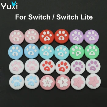 

YuXi 2pcs Cat Paw & Sakura Thumb Stick Grip Cap For Nintend Switch Lite NS Joy-Con Controller Joystick Cover Silicone Case