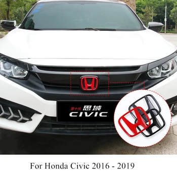 

1Pcs ABS Carbon Fiber Emblem Car Front Grille Trunk Badge Stickers For Honda Civic 2016 2017 2018 2019 Decoration Accessories