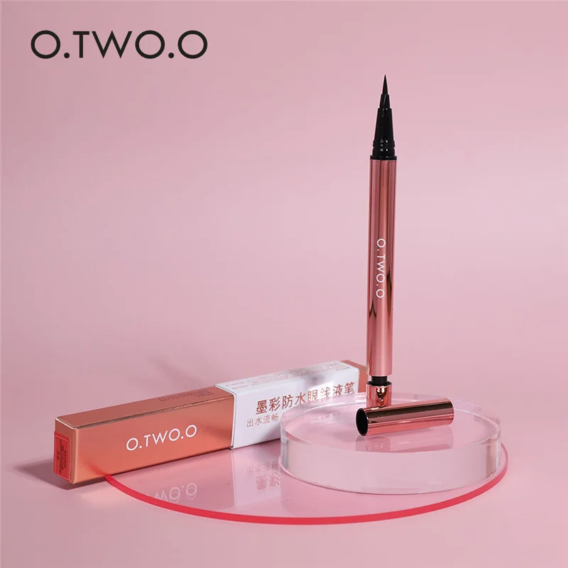 2020 New O.TWO.O Ink Color Waterproof Eyeliner Liquid Pen Long Lasting Rose Gold Design Black Brown Eye Liner Pen Makeup