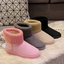 Г. Дизайнерские теплые зимние ботильоны женские зимние сапоги на плоской нескользящей подошве, с круглым носком, на меху