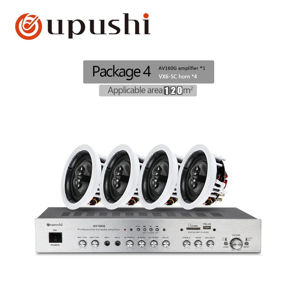 Oupushi AV160G+ VX6-C профессиональный усилитель караоке 5 канал дизайн и 6,5 дюймов уровня Hi-Fi потолочный громкоговоритель - Цвет: Другое