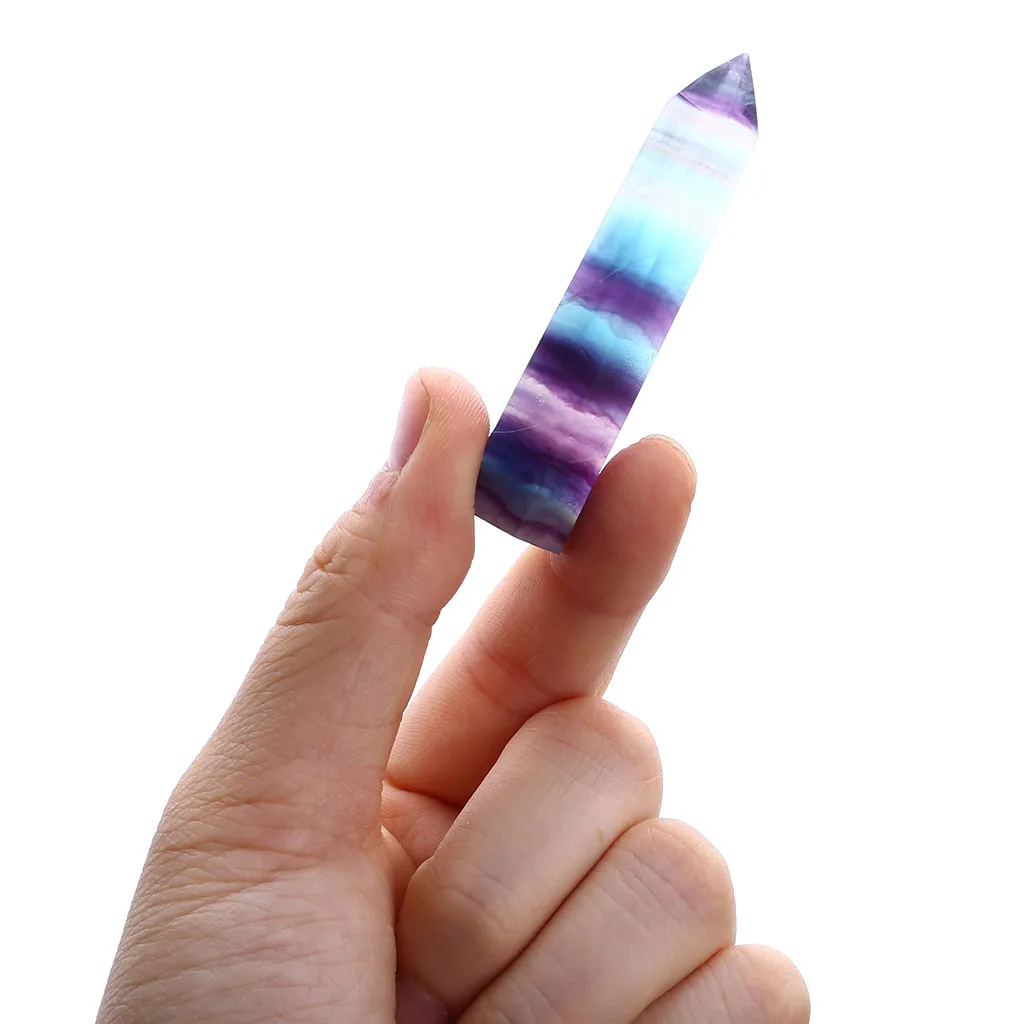 Природный Флюорит Кристалл Красочный Полосатый флюорит 4-6,5 см кварцевый хрустальный камень точка заживление шестиугольная палочка обработки камень 2