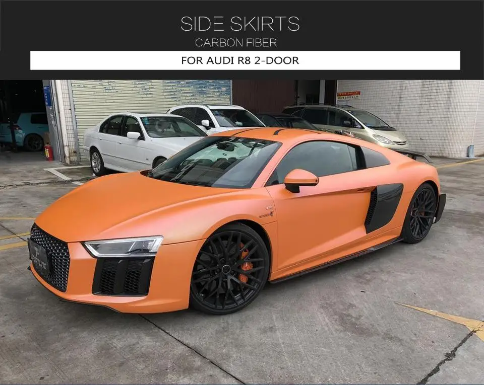 Для Audi R8 автомобильный комплект для кузова боковые юбки фартуки для наращивания высокого качества из углеродного волокна автомобильный Стайлинг