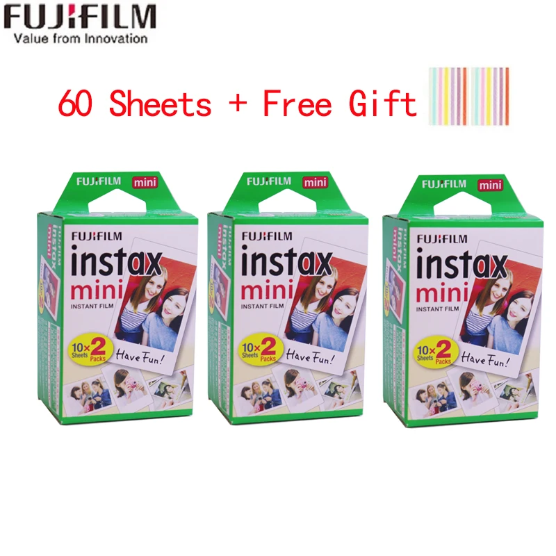 10-200 листов Fujifilm instax mini 9 фильм белый край 3 дюймов широкая пленка для Фотоаппарат моментальной печати mini 8 7s 25 50s 90 фото бумага - Цвет: 60 Sheets
