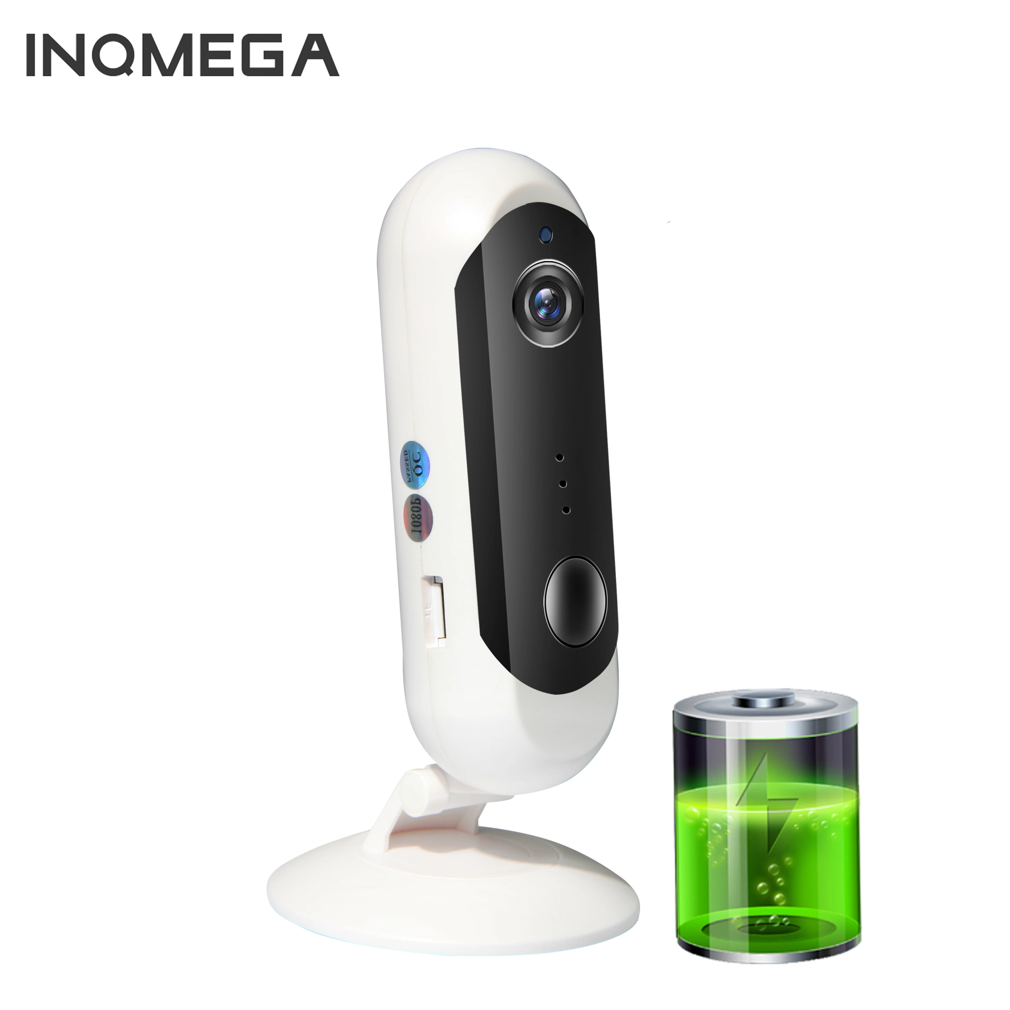 

INQMEGA Wireless Powered Battery Camera 1080P Mini IP Camera WiFi Home Security Night Vision Camera Rechargeable PIR/Audio/Alarm