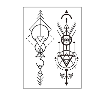 

Temporary Tattoo Sticker Symbol Totem Arrow Triangle Sun Geometric Pattern Waterproof Fake Body Art Tatoo for Kids Man Woman