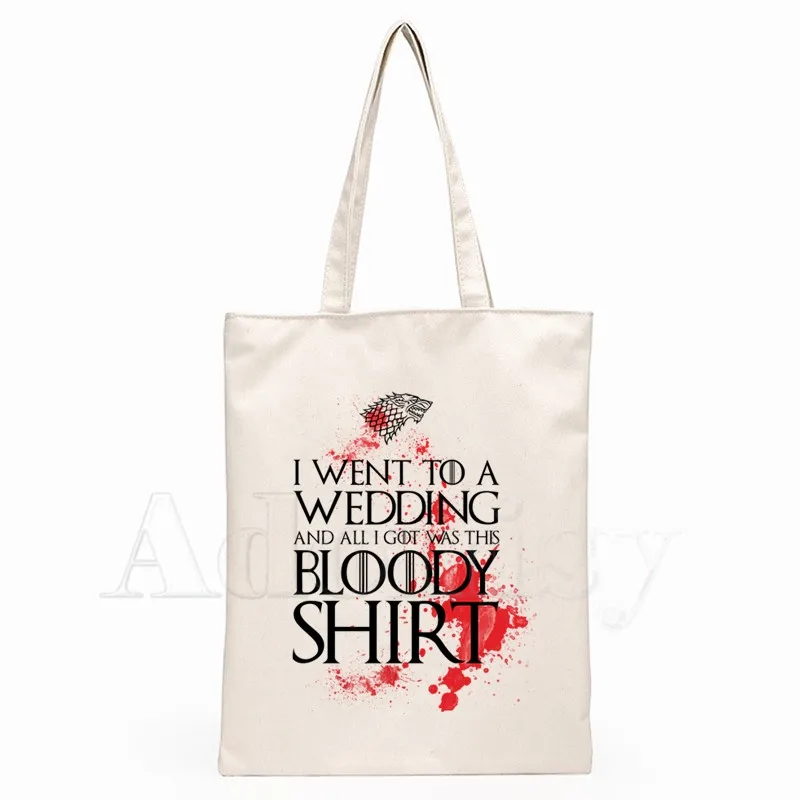 

Game of Thrones Winter Is Coming Tote Bag Unisex Canvas Bags Shopping Bags Printed Casual Shoulder Bag Foldable