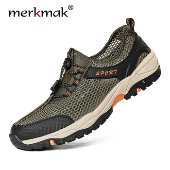 

Merkmak Summer Breathable Men Hiking Shoes Mesh Outdoor Sneakers Climbing Trekking Shoes Men Sport Shoes Quick-dry Water Shoes