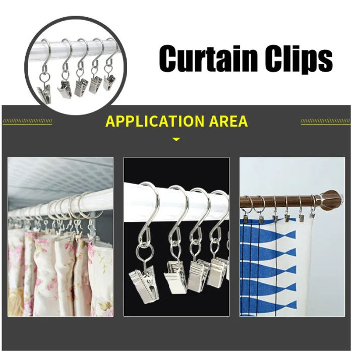 50 Pcs Metal Curtain Clip Wire Holder for Rope String Lights S Hook Clips DTT88