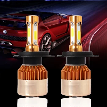 

S2 H4 Car LED Headlight Bulbs 6500K 72W 8000LM COB LED Headlamp Fog Light Gold