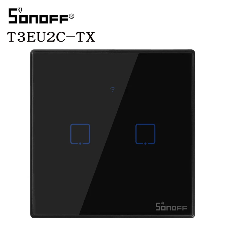 Интеллектуальный выключатель света Sonoff T3 EU/UK 86 Размеры 1/2/3 серии TX 433 МГц RF Дистанционное управление переключатель Wi-Fi с границы работает с Alexa Google Home - Комплект: T3 EU 2C