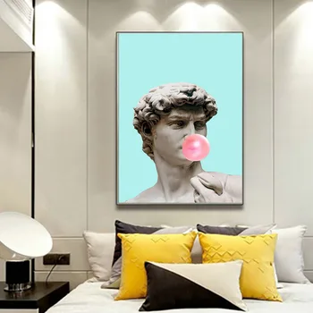 

Funny Art Sculpture of David Wall Art Posters and Prints David with Balloon Canvas Paintings Canvas Art Pictures for Living Room