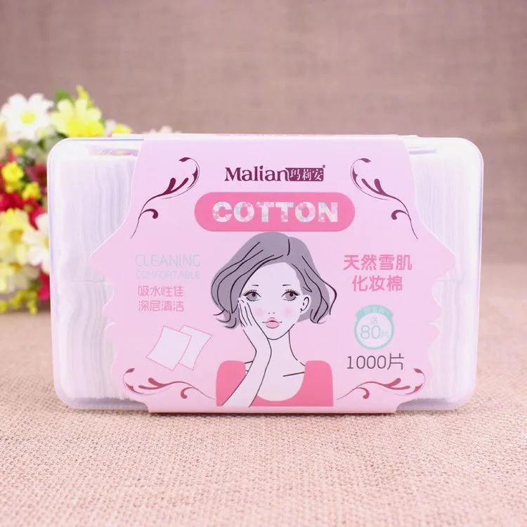 

Malian Pure Cotton Puff Facial Wipe 1000 PCs Ultra-Thin a Lint Plastic Box