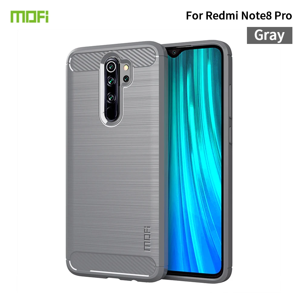 Gray Чехол для телефона Xiaomi Redmi Note 8 Pro, Мягкая силиконовая задняя крышка из углеродного волокна для Redmi Note 8 Pro - Цвет: Gray