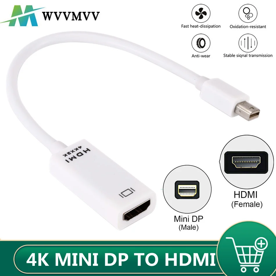 Mini 4K DP к HDMI-совместимый адаптер Кабельный преобразователь порт дисплея для Apple Mac