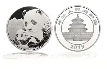

Clearance sale 2019 Chinese Panda commemorative plated plated silver coin 1kg with COA and box for collection gift present