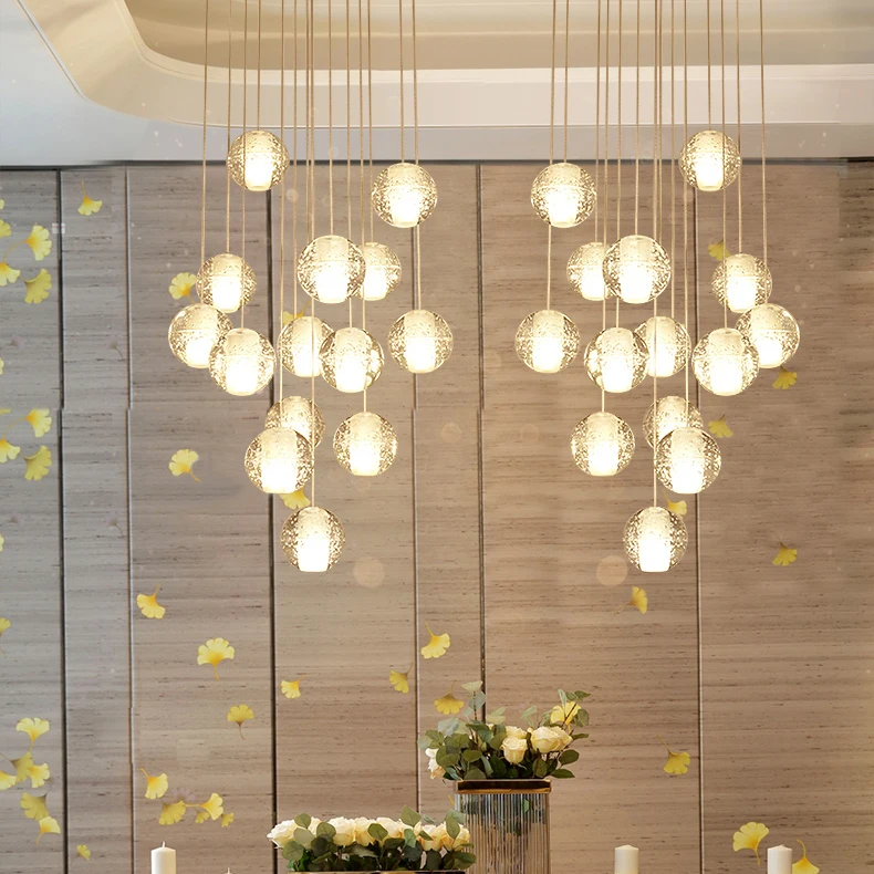 

Modern LED Crystal Chandelier Lighting Large Hanging Lights Orb Cristal Lamps for Living Dining Room Staircase Hotel Decoration