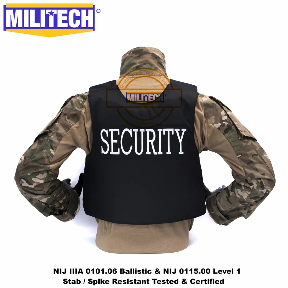 Militech черный NIJ IIIA 3A и уровень 1 удар безопасности стиль Twaron арамидный пуленепробиваемый жилет баллистический пуленепробиваемый жилет