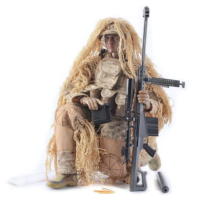 

Multi-Plastic Parts Military Model 12-Inch Desert Sniper with Barrett 1/6 Soldiers