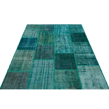 

Handmade Turquoise Vintage Overdyed Patchwork Area Rug 160x230 Cm-5'3''X7'7''
