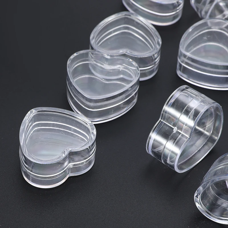 100 шт. пустой прозрачный пластиковый горшок для крема в форме сердца коробки