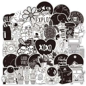 

50PCS Black and White VSCO Girl Cartoon Sticker For Skateboard Laptop Suitcase Motorcycle Car Decal Toys Children Stickers LD