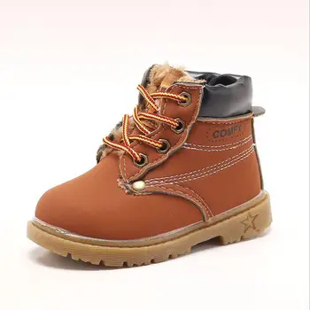 

Fashion Children Ankle boots Autumn Winter Boys Girls shoes PU leather Casual Outdoor boots Kids Baby Flat shoes 3 Color