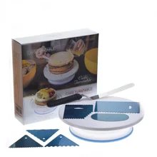 Пластиковый вращающийся стол для торта DIY принадлежности для приготовления кондитерских изделий Подставка для торта поворотный стол вращающиеся украшения для выпечки инструменты 3 комплекта