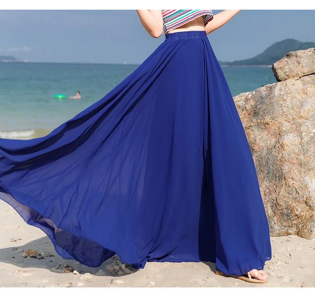 Sadie' Long Flowing Skirt - Rayon Blue – Zootzu Garb