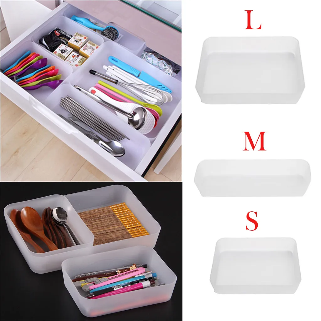 

Adjustable Kitchen Drawer Cutlery Divider Case Makeup Storage Box Transparent Plastic Sundries Storage Case Home Organizer #15