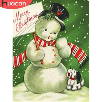 

HUACAN 5D DIY Diamond Embroidery Painting Christmas Snowman Mosaic Sale Snow Handicraft Home Decoration Wall Art