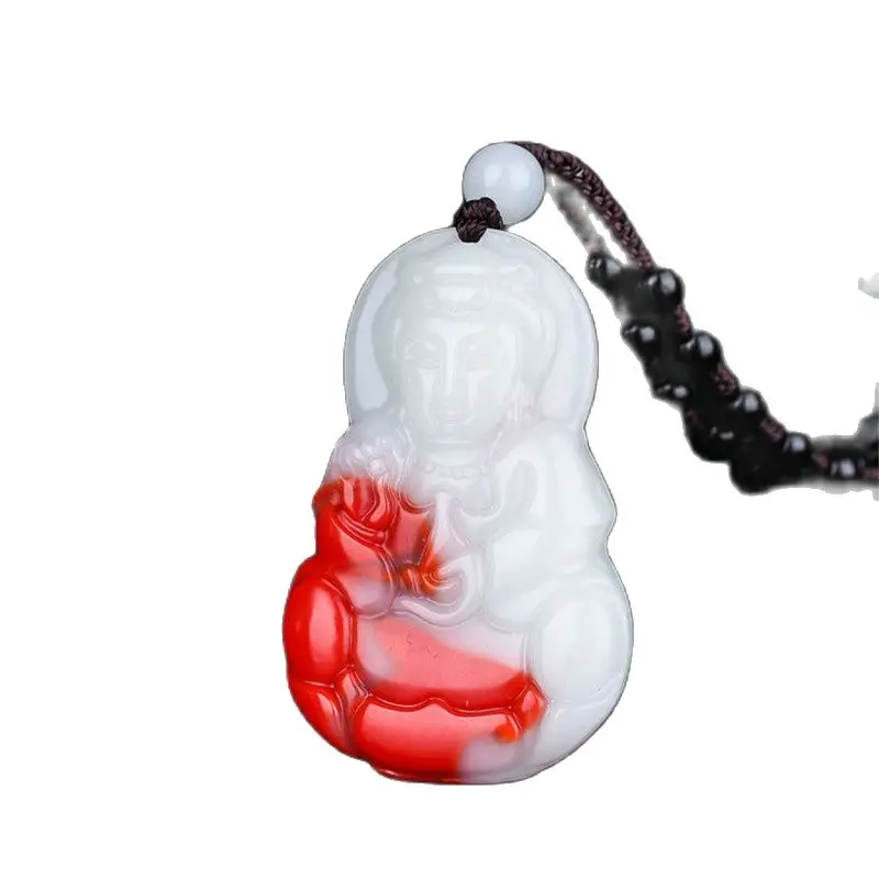 

China Hand Carved Jade Guanyin Gobi Natural Jade Fengshui Safety Pendant Necklace