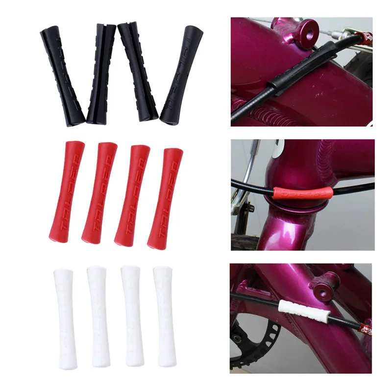 

4 PCS Bicycle Sleeve Rubber Cable Protector For Pipe Line Brake Shift Ultralight MTB Frame Protective Cable Guides