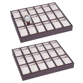 

Wooden Watch Box Case Jewelry Storage Tray Wristwatch Showcase 18 Compartment