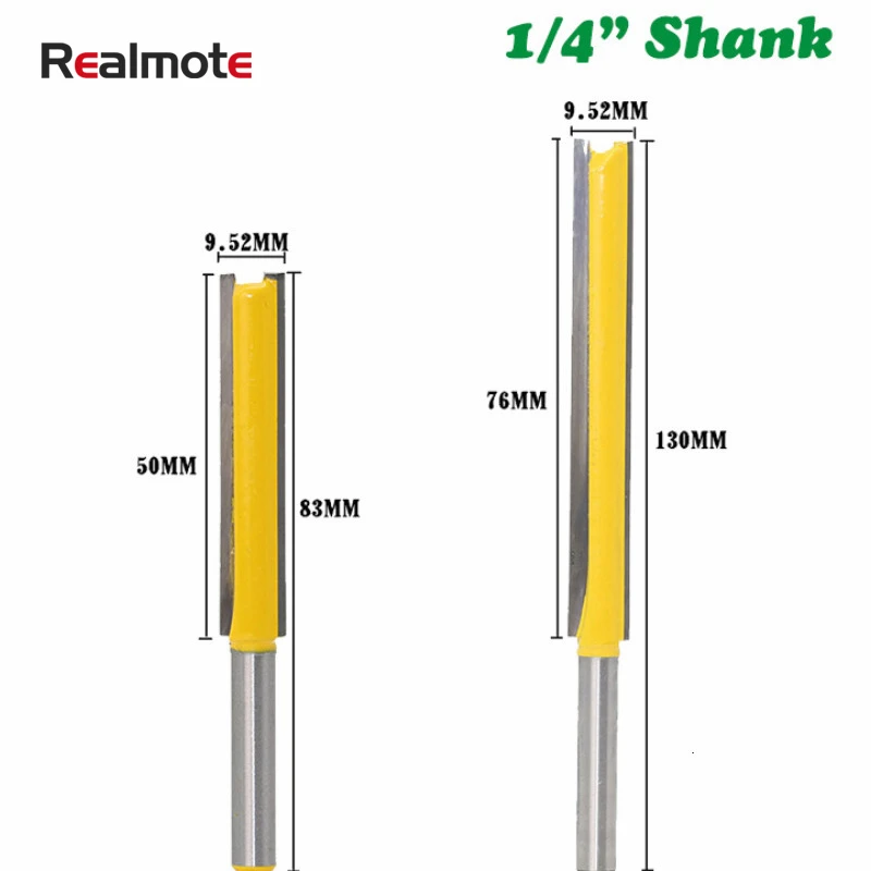 

Realmote 1pc 6.35mm Shank Carbide Straight Dado Woodworking Router Bit Wood Cutting Tool