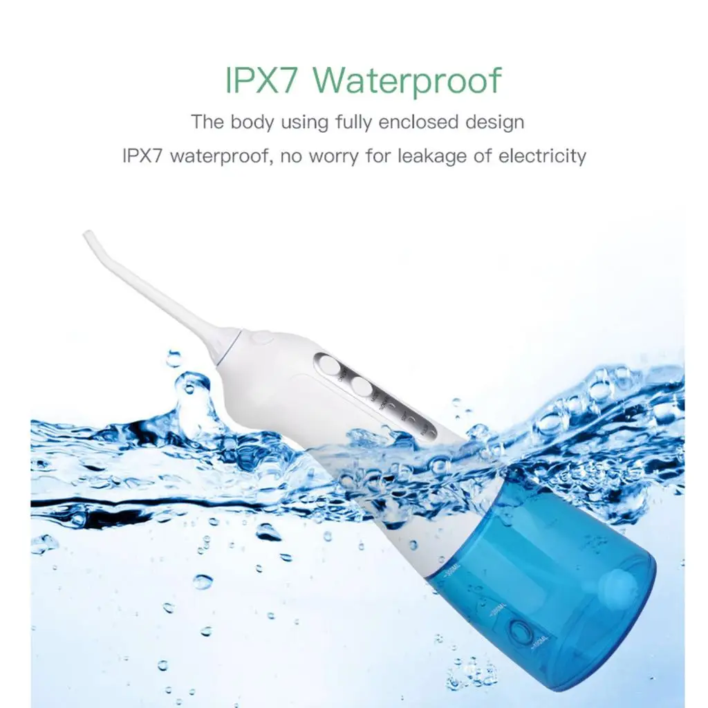 Water Flosser Cordless 300ML Oral Irrigator IPX7 Waterproof Teeth Cleaner
