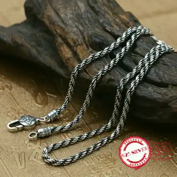 

S925 sterling silver men's necklace personality fashion classic jewelry hemp rope distribution chain 2018 new gift to send lover