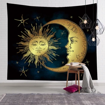 

Home Decor mandala witchcraft sun and moon printed Tapestry Wall hanging fabric living room background wall Yoga beach towel mat