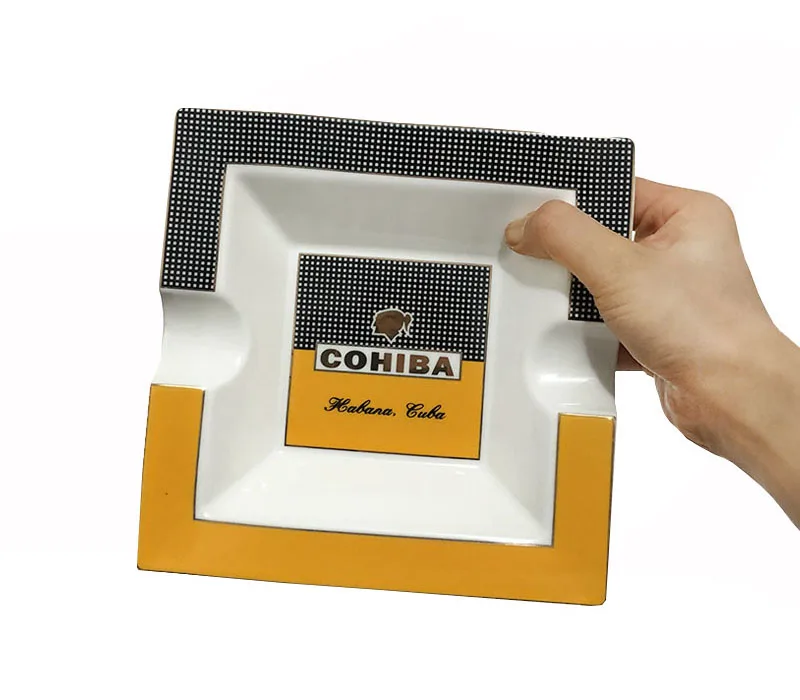 COHIBA квадратный портсигар Пепельница держатель 2 шт в 1 дизайн керамические бытовые табак гаджеты сигарета пепельница Настольный Декор